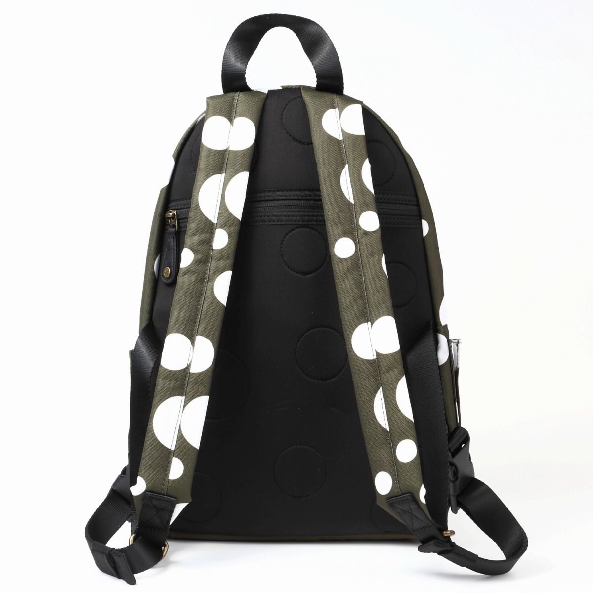 【実用新案特許取得】〈TONYstyle〉ぴたっリュック＜水玉カーキ＞ 疲れないリュック 姿勢が良くなるリュック ズレないリュック ずれないリュック リュックサック 軽量 疲れにくい 姿勢が良くなる 水玉柄 ドット柄 撥水加工 バッグ