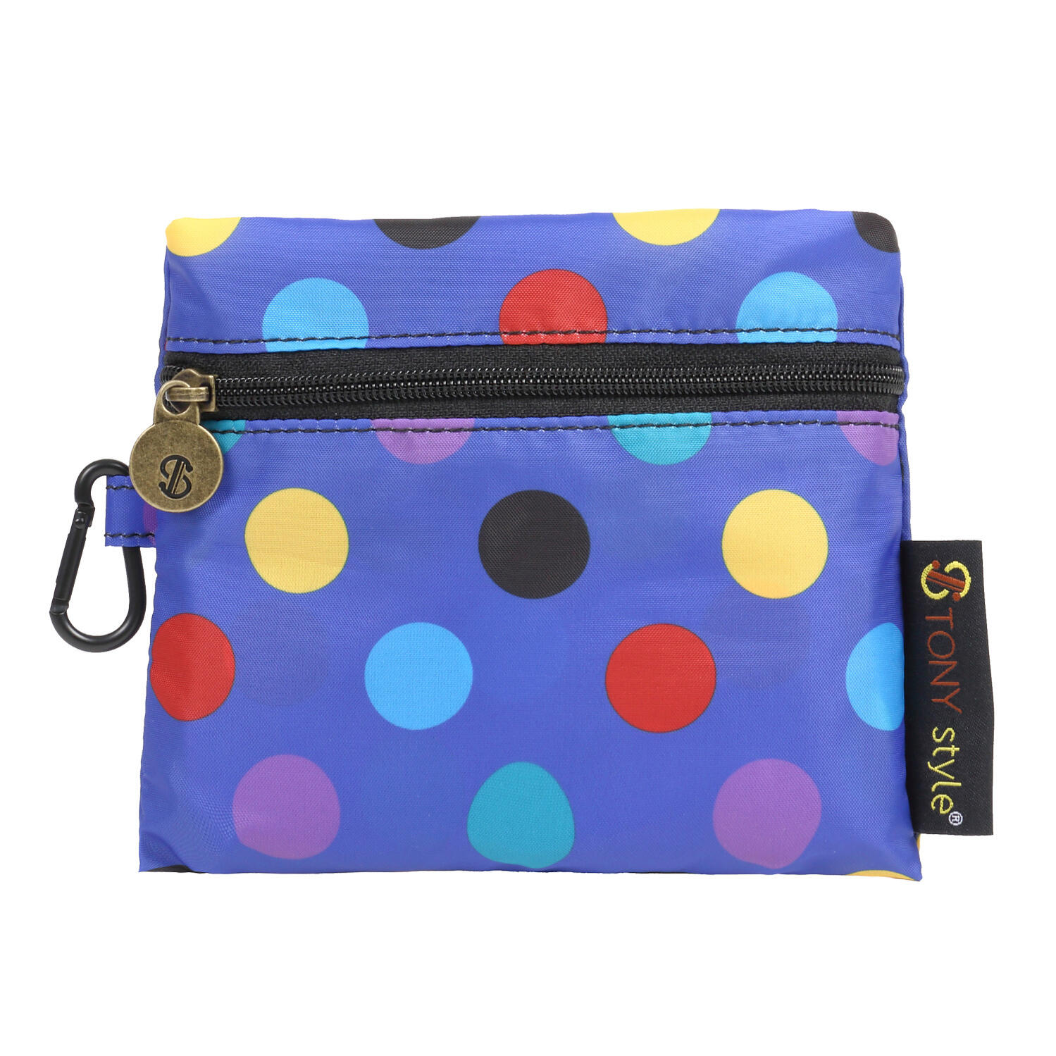 【TONYstyleオリジナルバッグ】折りたたみエコバッグ　～ハッピーブルー～　ポケッタブルトートバッグ　エコバッグ　ジム用バッグ　おしゃれ　大容量　軽量　レジ袋　コンパクトトートバッグ　A4対応　男女兼用　メンズバッグ レディースバッグ　ドット　水玉