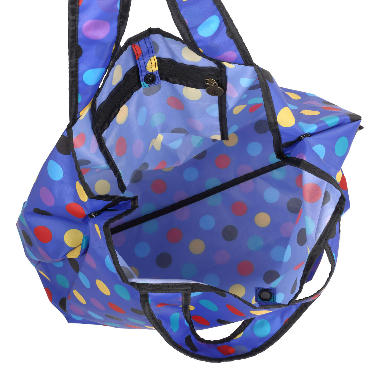 【TONYstyleオリジナルバッグ】折りたたみエコバッグ　～ハッピーブルー～　ポケッタブルトートバッグ　エコバッグ　ジム用バッグ　おしゃれ　大容量　軽量　レジ袋　コンパクトトートバッグ　A4対応　男女兼用　メンズバッグ レディースバッグ　ドット　水玉