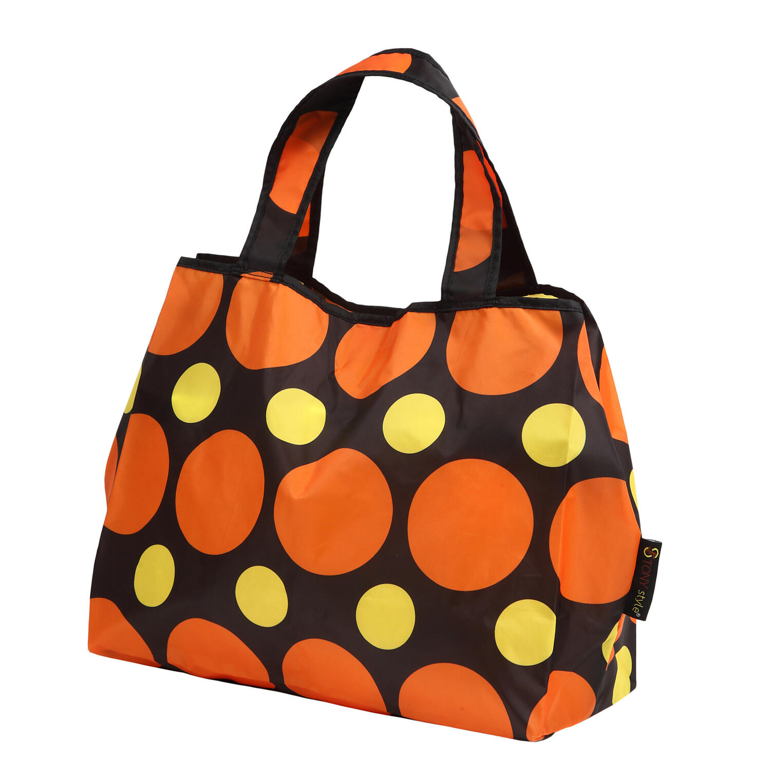 【TONYstyleオリジナルバッグ】折りたたみエコバッグ　～ビッグコインドット～　ポケッタブルトートバッグ　エコバッグ　ジム用バッグ　おしゃれ　大容量　軽量　レジ袋　コンパクトトートバッグ　A4対応　男女兼用　メンズバッグ レディースバッグ　ドットバッグ　水玉