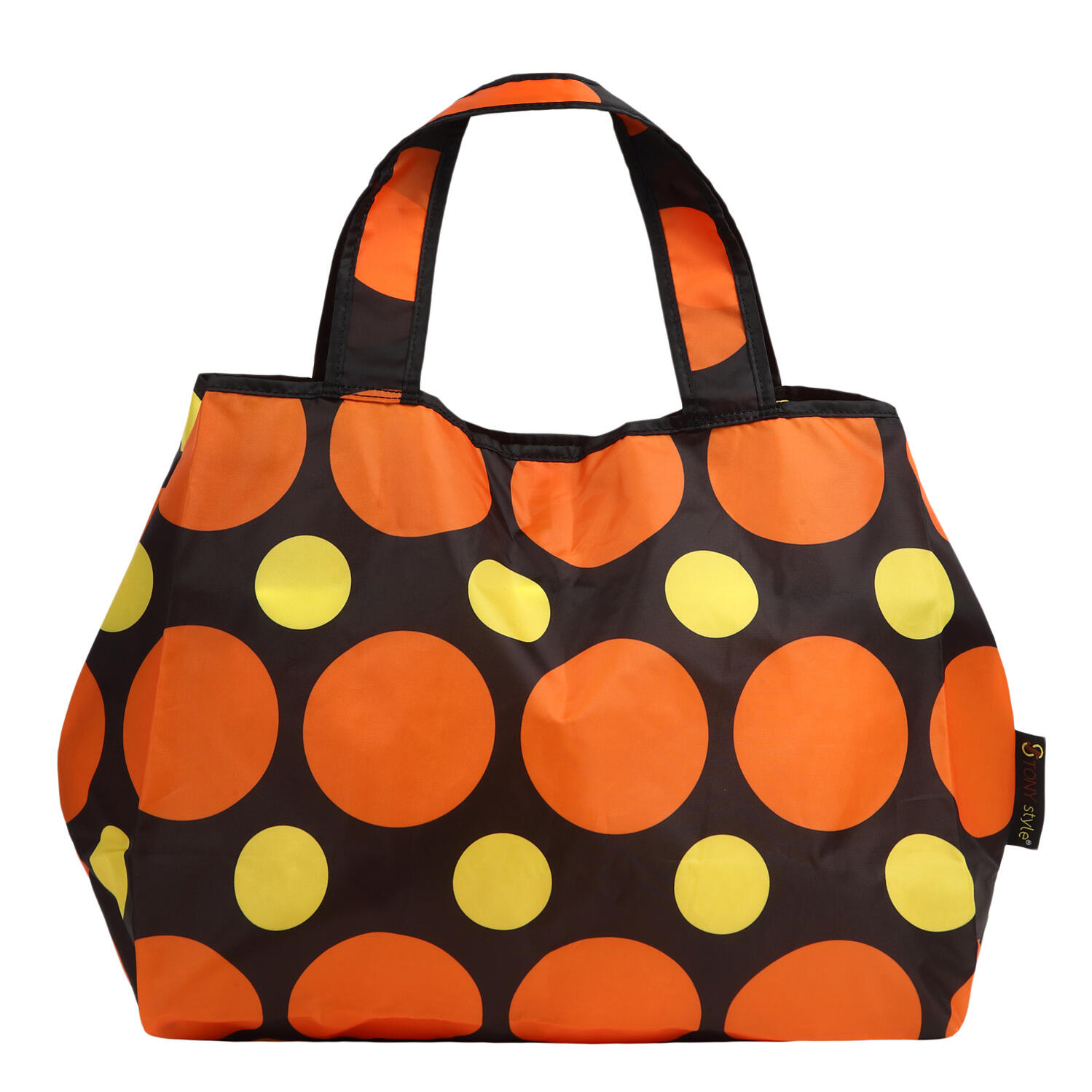 【TONYstyleオリジナルバッグ】折りたたみエコバッグ　～ビッグコインドット～　ポケッタブルトートバッグ　エコバッグ　ジム用バッグ　おしゃれ　大容量　軽量　レジ袋　コンパクトトートバッグ　A4対応　男女兼用　メンズバッグ レディースバッグ　ドットバッグ　水玉