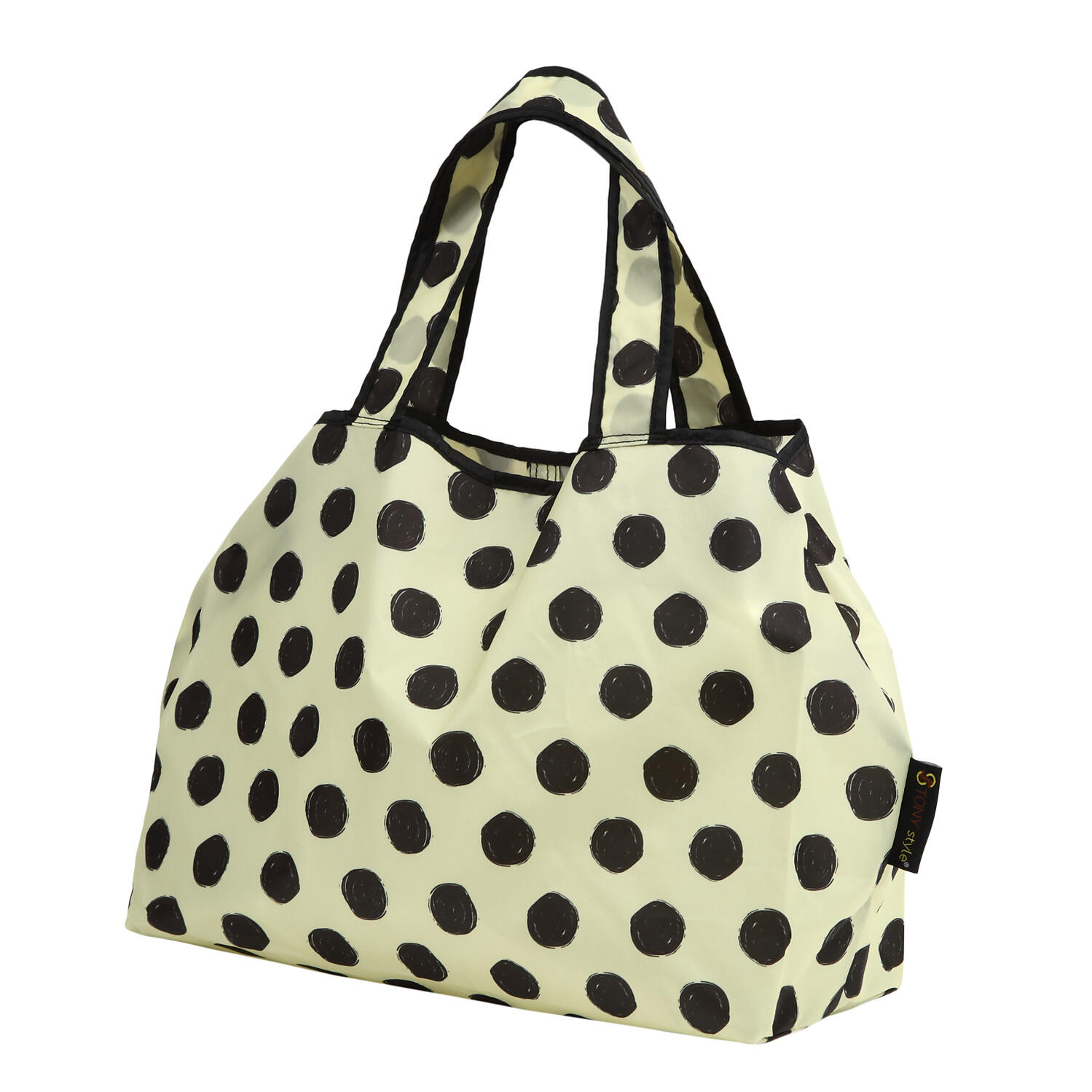 【TONYstyleオリジナルバッグ】折りたたみエコバッグ　～手描きドット～  ポケッタブルトートバッグ　エコバッグ　ジム用バッグ　おしゃれ　大容量　軽量　レジ袋　コンパクトトートバッグ　A4対応　男女兼用　メンズバッグ レディースバッグ　ドットバッグ　水玉