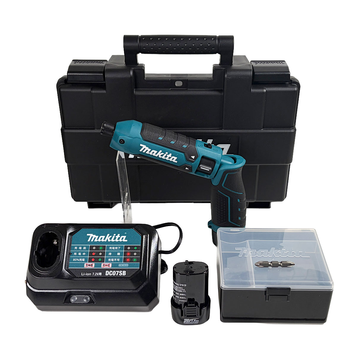 マキタ(makita) 7.2V 充電式ペンインパクトドライバ 青 TD023DSHX Li-ion電池(BL0715)2本 充電器(DC07SB) プラスチックケース