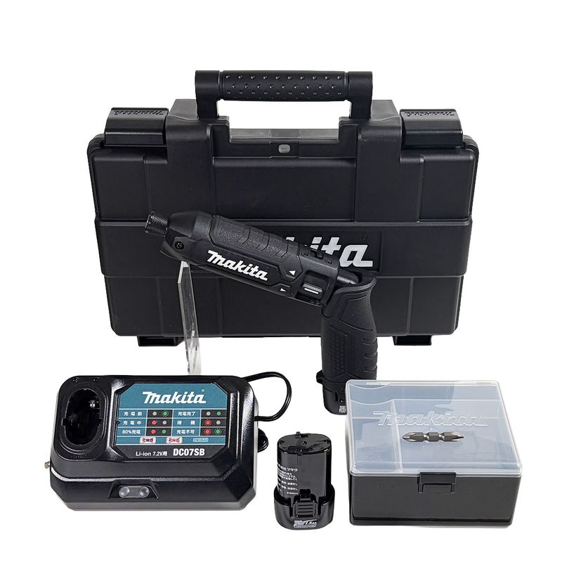 マキタ(makita) 7.2V 充電式ペンインパクトドライバ 黒 TD023DSHXB Li-ion電池(BL0715)2本 充電器(DC07SB) プラスチックケース