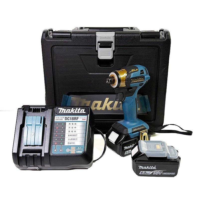 makita マキタ 18V 充電式インパクトドライバ TD173DGXPB プレミアムブルー 6.0Ah Li-ion電池(BL1860B)2個 充電器(DC18RF) ケース