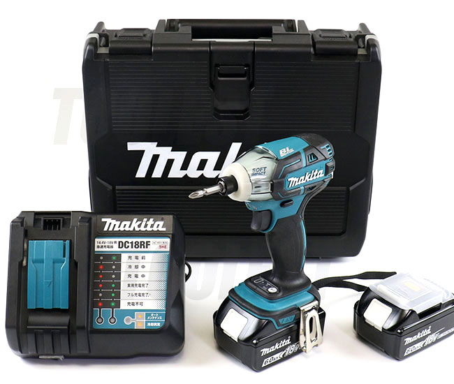 マキタ　18V　充電式ソフトインパクトドライバ（青）TS141DRGX　6.0Ah Li-ion電池(BL1860B)2個　USB端子付き充電器(DC18RF)　ケース