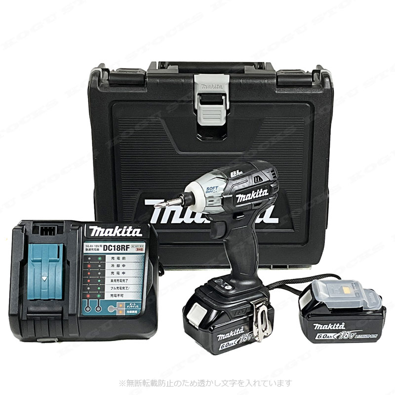 マキタ　18V 充電式ソフトインパクトドライバ（黒）TS141DRGXB　6.0Ah Li-ion電池(BL1860B)2個　USB端子付き充電器(DC18RF)　ケース