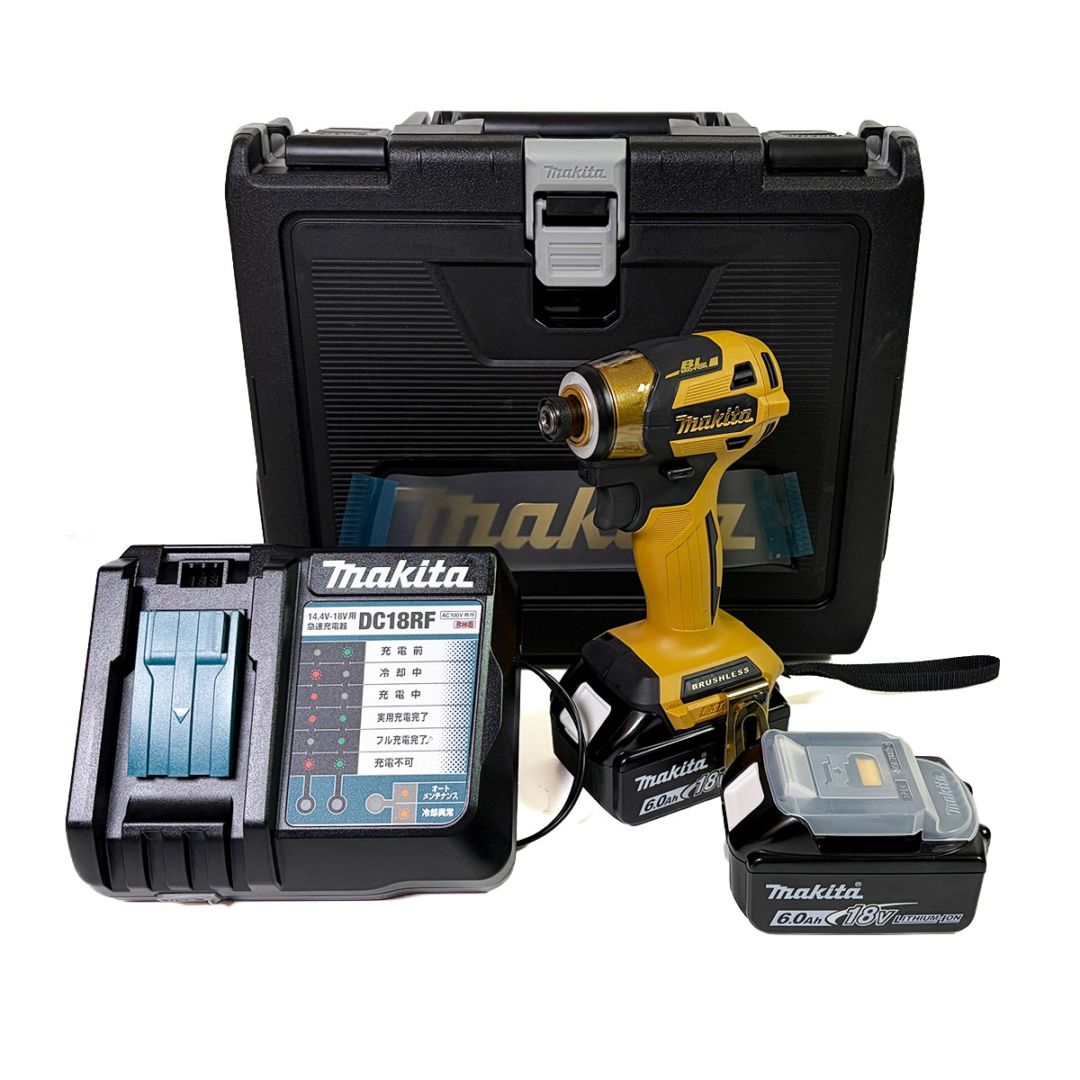 マキタ 18V 充電式インパクトドライバ TD173DGXPY プレミアムイエロー 6.0Ah Li-ion電池(BL1860B)2個 充電器(DC18RF) ケース
