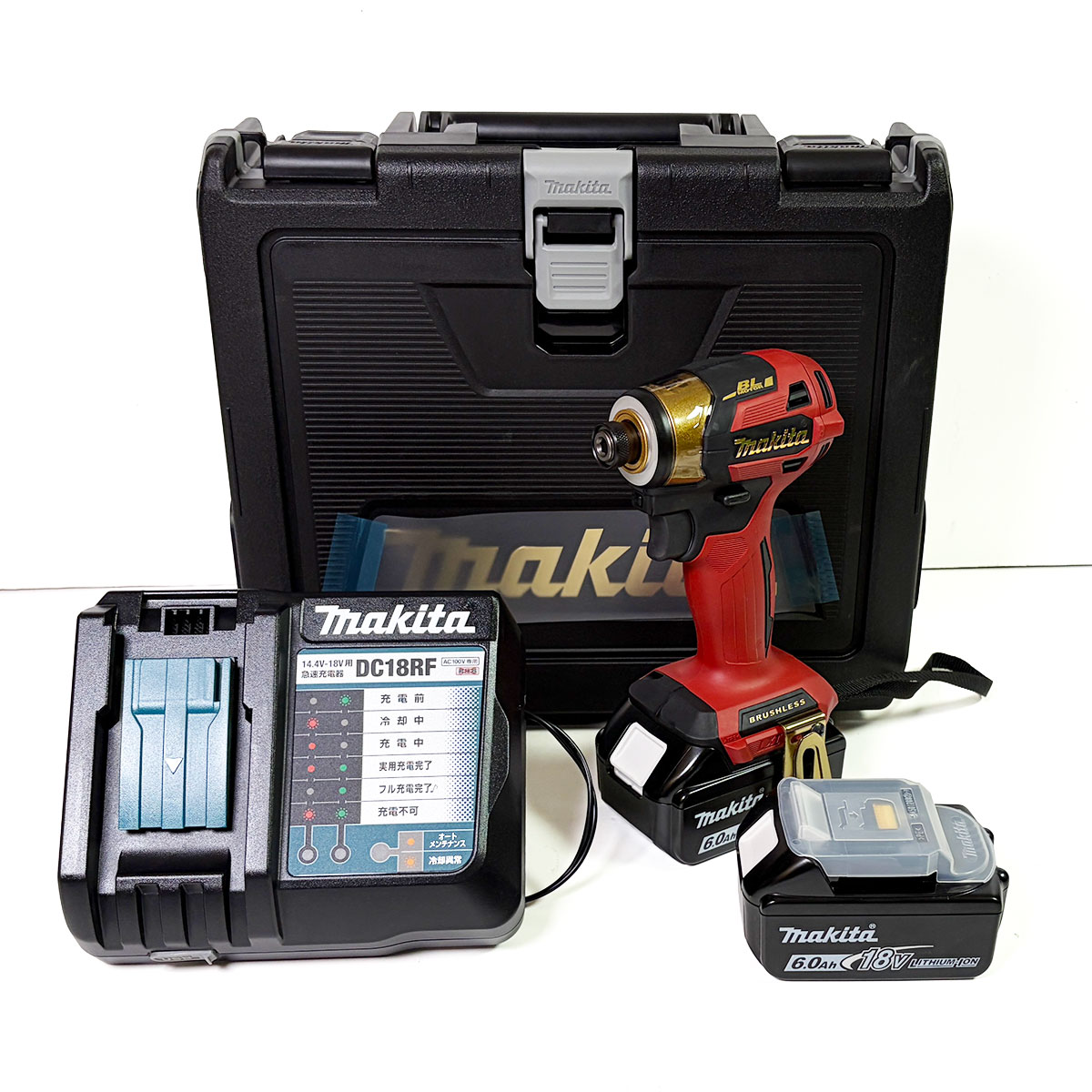 makita マキタ 18V 充電式インパクトドライバ TD173DGXPR プレミアムレッド 6.0Ah Li-ion電池(BL1860B)2個 充電器(DC18RF) ケース