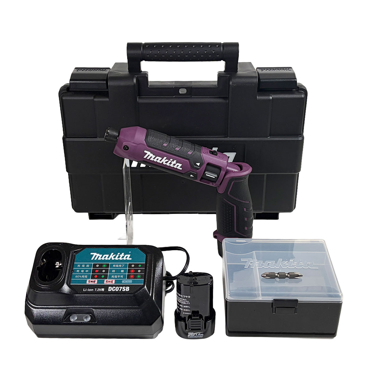 マキタ(makita) 7.2V 充電式ペンインパクトドライバ TD023DHXAP Li-ion電池(BL0715)2本 充電器(DC07SB) プラスチックケース