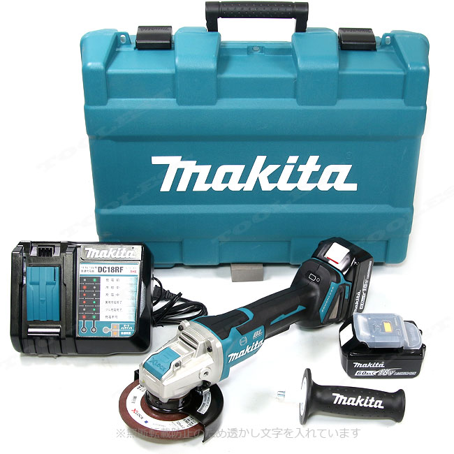 マキタ　18V 125mm充電式ディスクグラインダ　GA520DRGX　6.0Ah Li-ion充電池(BL1860B)2個 充電器(DC18RF)　ケース