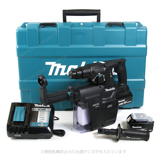 マキタ　18V　充電式集じんシステム付ハンマドリル　HR244DGXVB　6.0Ah Li-ion電池(BL1860B)2個　充電器(DC18RF)　ケース