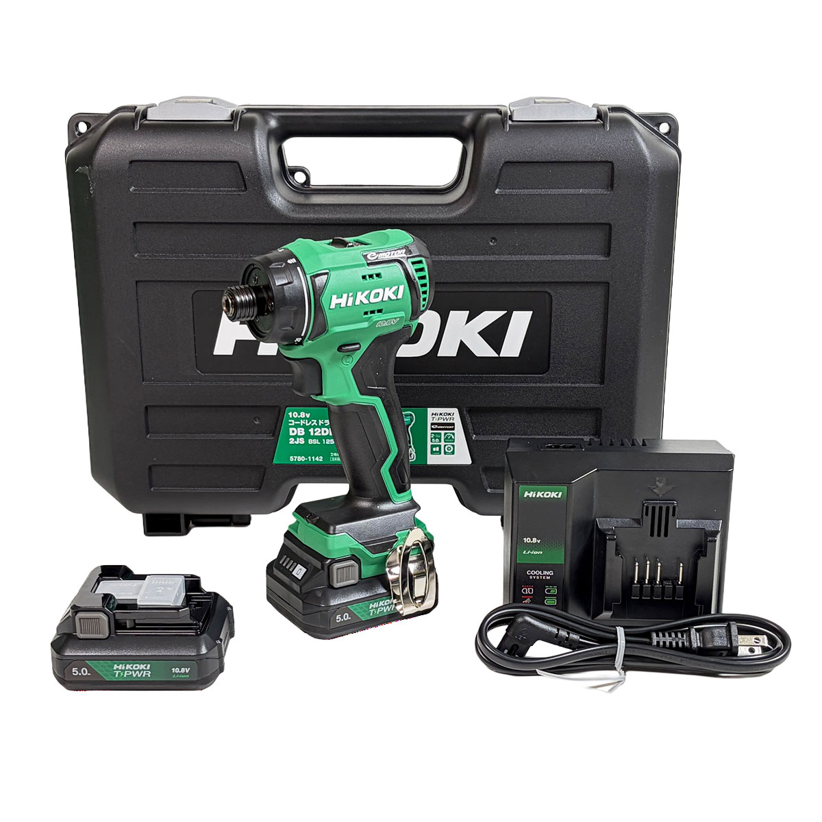 HIKOKI（ハイコーキ）10.8V　コードレスドライバドリル　DB12DD(2JS)　5.0Ah　Li-ion充電池(BSL1250MT)2個　充電器(UC12SDL)　ケース