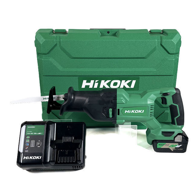 HIKOKI（ハイコーキ）18V　コードレスセーバソー　CR18DB(XP)　マルチボルト電池(BSL36A18)1個　充電器(UC18YDL2)　ケース
