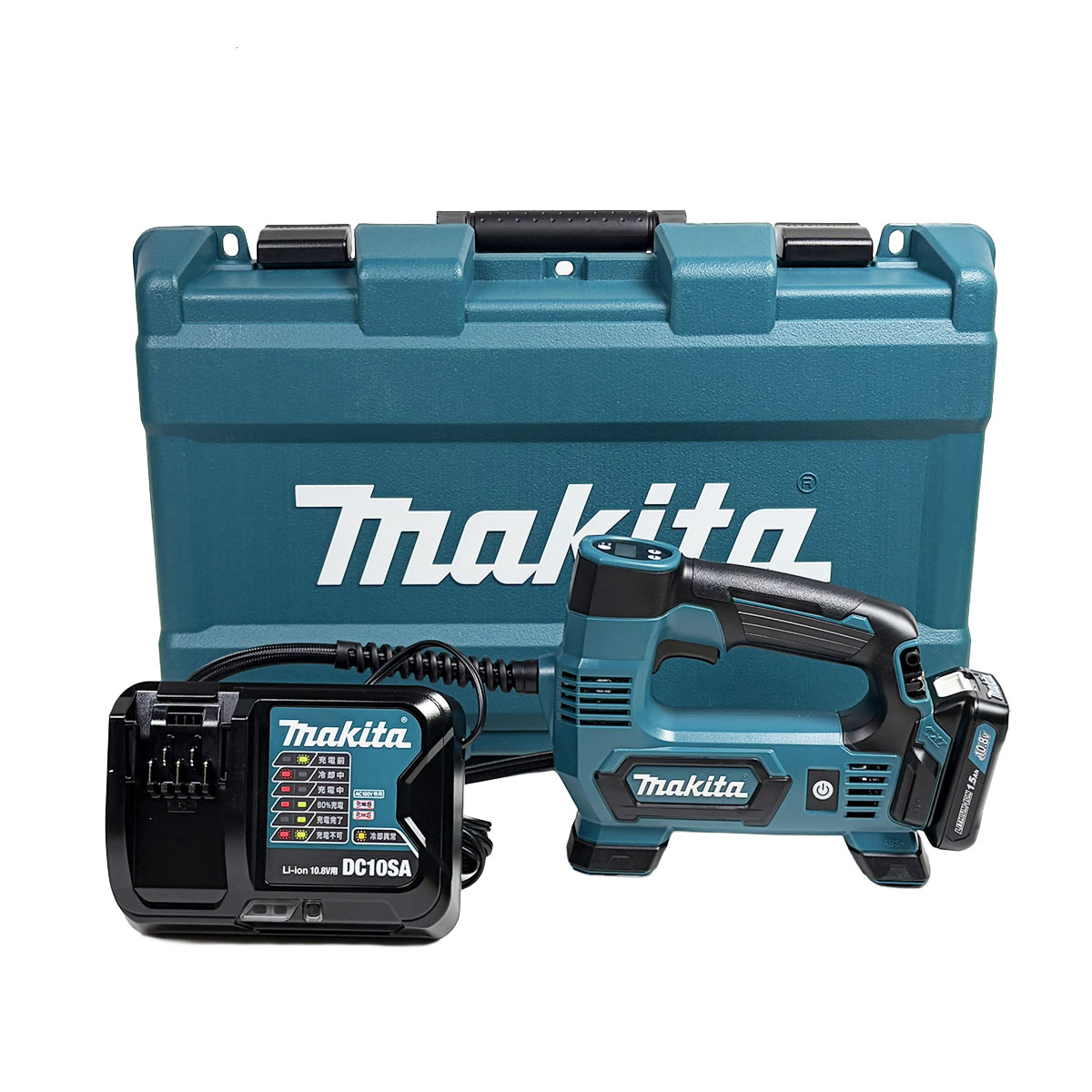 マキタ　10.8V（スライド式）充電式空気入れ　MP100DSH　Li-ion充電池(BL1015)1個　充電器(DC10SA)　ケース