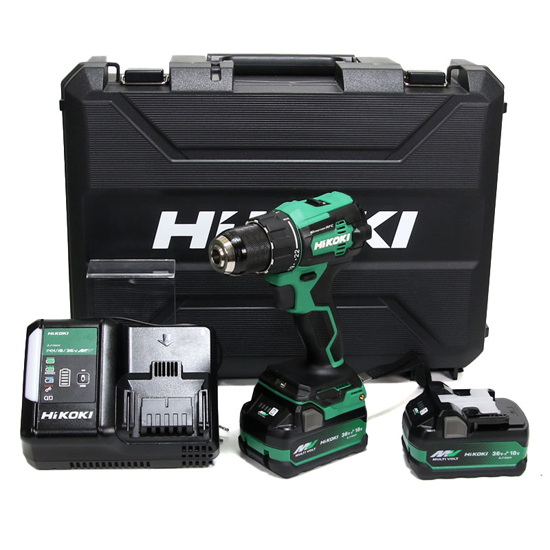 HIKOKI（ハイコーキ）　18Ｖ　コードレスドライバドリル　DS18DE(2XPZ)　マルチボルト充電池(BSL36A18X)2個　充電器(UC18YDL2)　ケース