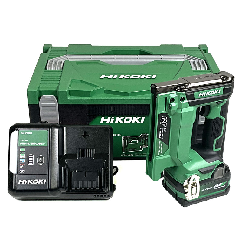 HIKOKI（ハイコーキ）18V　コードレスタッカ（ステープル幅12mm）N1812DA(XPZ)　マルチボルト電池(BSL36A18X)1個　充電器(UC18YDL2)　システムケース