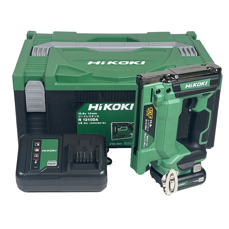 HIKOKI（ハイコーキ）10.8V　コードレスタッカ（ステープル幅10mm）N1210DA(LS)　4.0Ah Li-ion充電池(BSL1240M)1個　充電器(UC12SL)　ケース