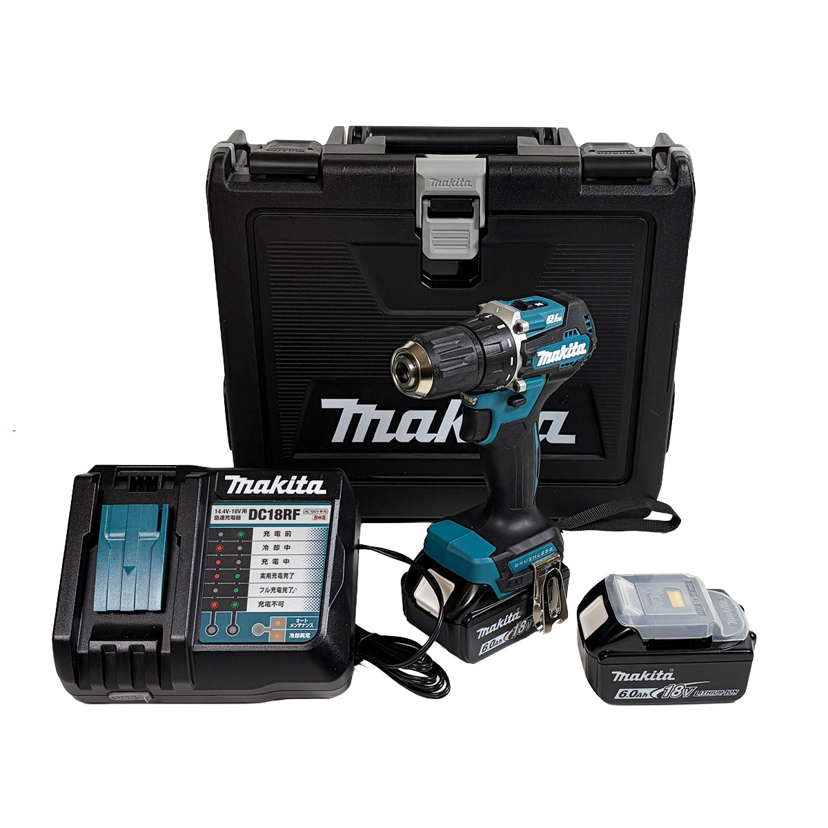 マキタ 18V 充電式ドライバドリル DF487DRGX 6.0Ah Li-ion電池(BL1860B)2個 充電器(DC18RF) 新型ケース（黒）