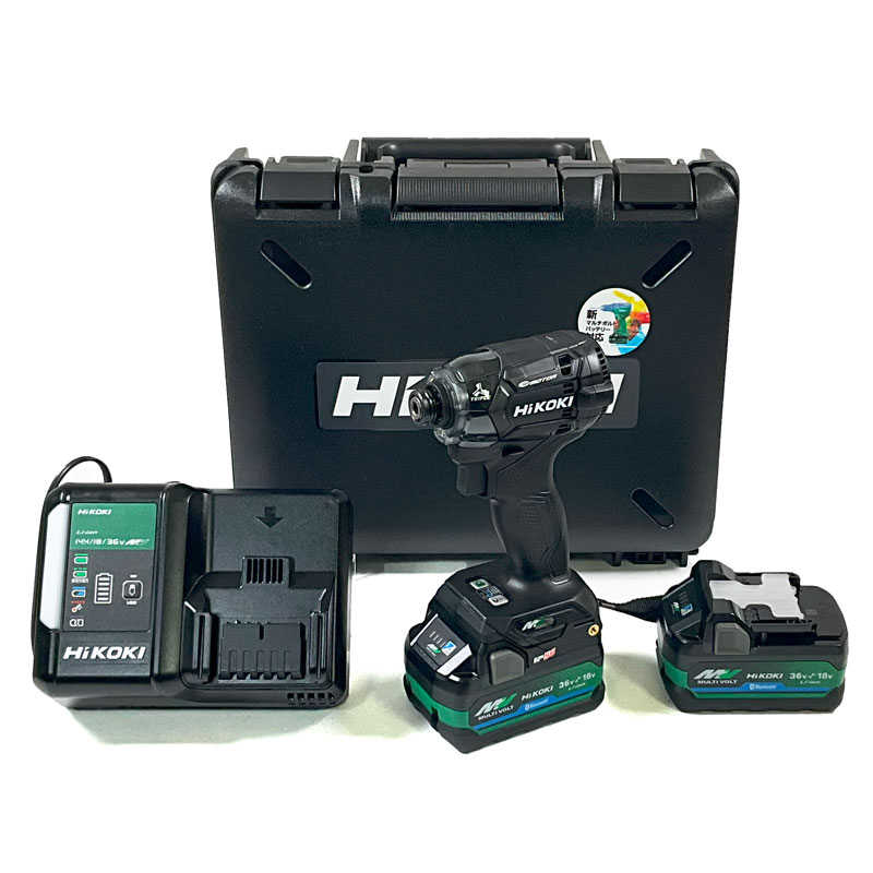 HIKOKI（ハイコーキ）36V コードレスインパクトドライバ（ブラック）WH36DC(2XPRSZ) マルチボルト電池(BSL36A18BX)2個　充電器(UC18YDL2)　ケース
