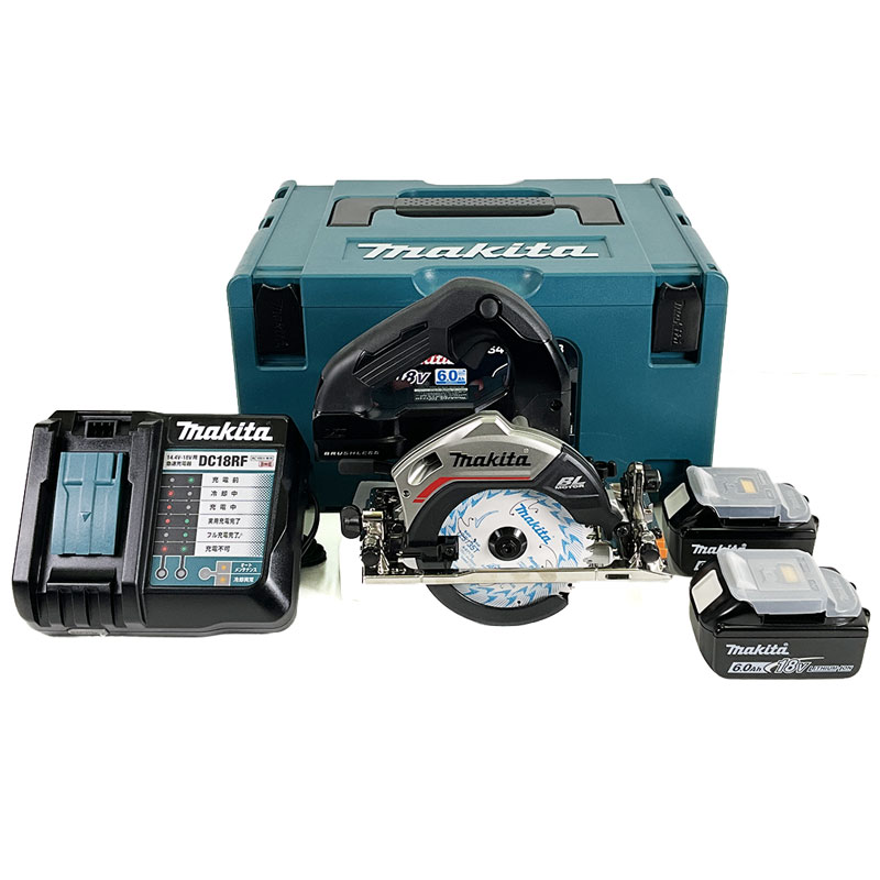 マキタ　18V　125mm充電式丸のこ・鮫肌モデル（黒）HS474DRGXB　Li-ion充電池(BL1860B)2個　充電器(DC18RF)　ケース