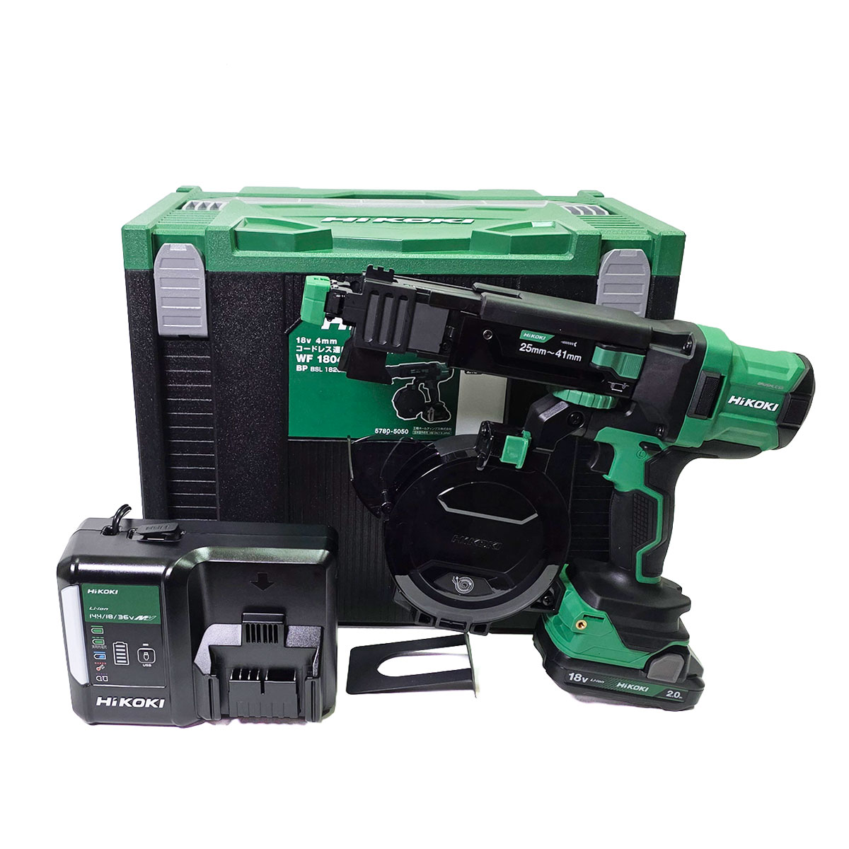 HiKOKI（ハイコーキ）18V　コードレス連結ねじドライバ　WF1804DA(BP)　薄型・軽量リチウムイオン電池(BSL1820M)1個　急速充電器(UC18YDL2) 