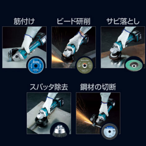 マキタ　18V　100mm充電式ディスクグラインダ　GA402DRG　6.0Ah Li-ion電池(BL1860B)1個　充電器(DC18RF)　ケース