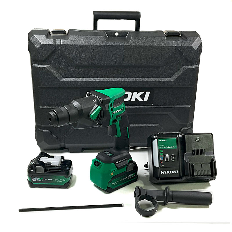 HIKOKI（ハイコーキ）18V　ロータリハンマドリル　DH18DPB(2XPZ)　マルチボルト電池(BSL36A18)2個　充電器(UC18YDL2)　ケース