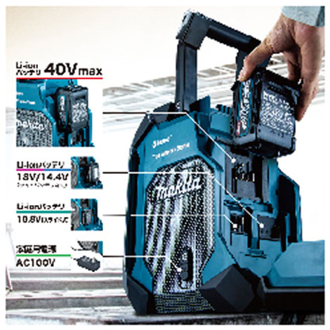 マキタ　40Vmax／14.4V／18V／10.8V(スライド式)／AC100V　充電式ラジオ（白）MR001GZW　※充電池別売