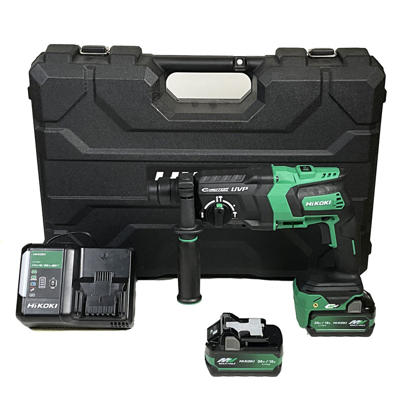 HIKOKI（ハイコーキ）36V　ロータリハンマドリル　DH36DPE(2XPZ)　マルチボルト充電池(BSL36A18X)2個　充電器(UC18YDL2)　ケース