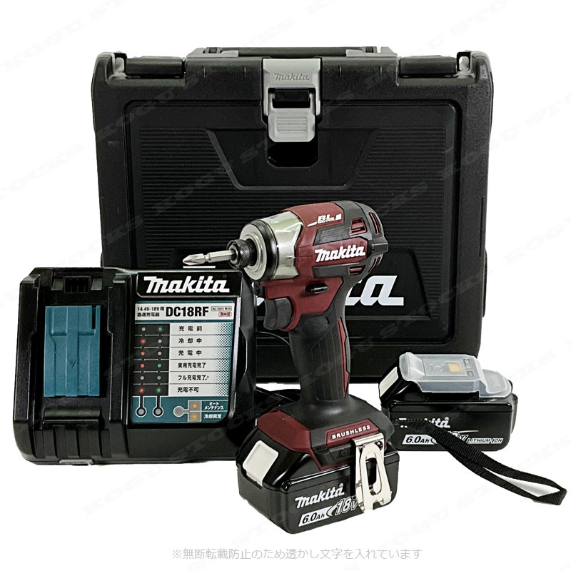 マキタ・充電式インパクトドライバ・TD173DGXAR　6.0Ah Li-ion電池(BL1860B)2個　充電器(DC18RF)　ケース