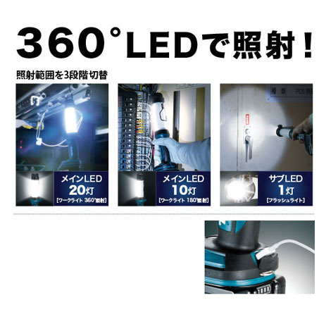 マキタ　14.4V・18V　充電式LEDワークライト　ML807（充電池・充電器別売）USBアダプタ搭載・スマホ充電可能