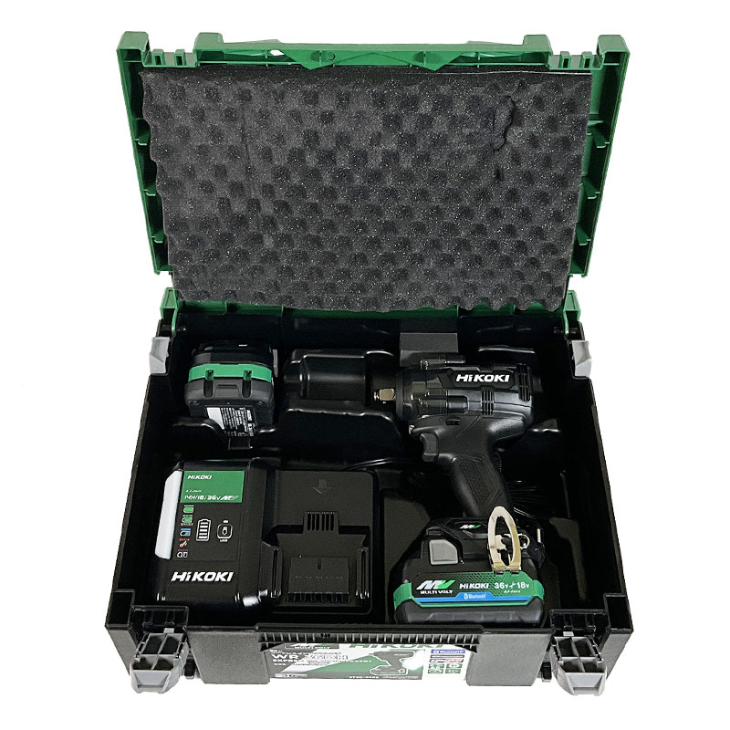 HIKOKI（ハイコーキ）36V　コードレスインパクトレンチ　WR36DH(2XPSBZ)　マルチボルト充電池(BSL36A18BX)2個　充電器(UC18YDL2)　 システムケース