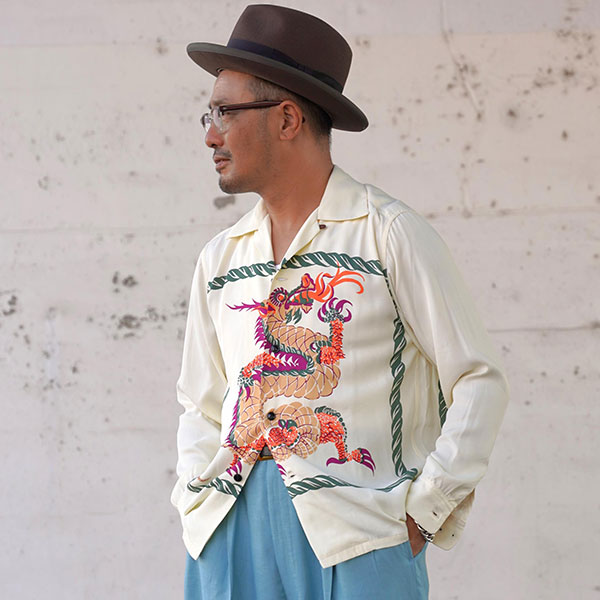 ��The GROOVIN HIGH�ʥ������롼������ϥ��ˡ�Dragon 1950s Rayon L/S Shirt �ɥ饴�� �졼��󥷥�� �����ץ󥫥顼 TOWNCRAFT 250101 50s L/S Shirt / Dragon