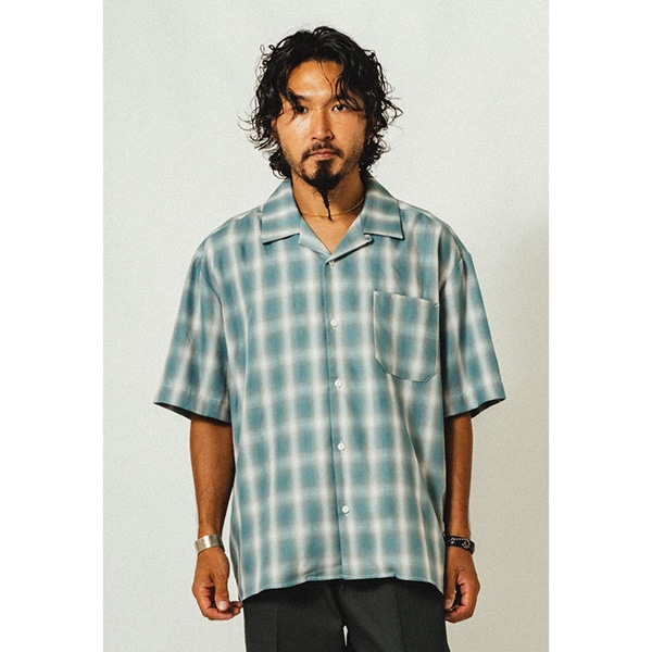 ��BIG MIKE�ʥӥå��ޥ����ˡ�Lot 102525531 OMBRE Rayon Mix Ombre Check S/S Shirts ����֥� �졼��� �����å� CHECK SHIRTS �����å������ Safari 5���Ǻ�