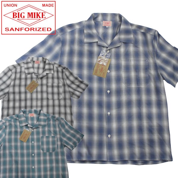 ��BIG MIKE�ʥӥå��ޥ����ˡ�Lot 102525531 OMBRE Rayon Mix Ombre Check S/S Shirts ����֥� �졼��� �����å� CHECK SHIRTS �����å������ Safari 5���Ǻ�