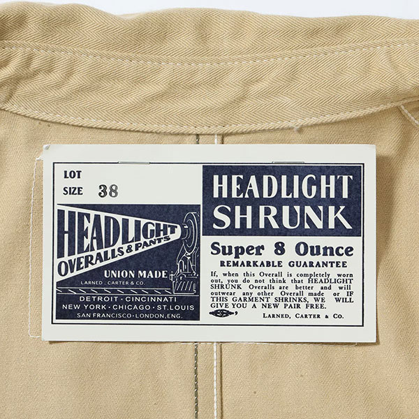 ��HEADLIGHT �ʥإåɥ饤�ȡˡ� Lot No. HD15908 / 10oz. RANDOM HBT WORK COAT