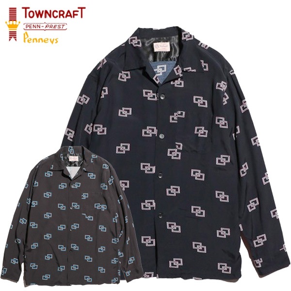 ��TOWNCRAFT�ʥ����󥯥�ե� �ˡ�PENNY'S�ʤڥˡ����ˡ� ATOMIC PRINTED LOOP COLLAR SHIRTS �ץ��ȥ졼��� �����ץ󥫥顼�����