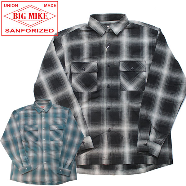 BIG MIKE（ビッグマイク）】Light Flannel Shirts Ombre Check