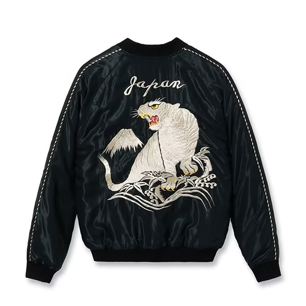 �ڥơ��顼���Ρʥơ��顼�ȥ��襦�ˡ�tt15973-219 / Mid 1950s Style Acetate Quilted Souvenir Jacket ��WHITE TIGER�� �� ��DUELLING DRAGONS�� �� �ۥ磻�ȥ������� ζ �ɥ饴�� �����ơ��� ����ƥ��� ��������� �����٥˥����㥱�å�