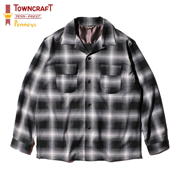TOWNCRAFTʥ󥯥ե ˡPENNY'Sʤڥˡˡ 50S W-FLAP LOOP COLLAR SHIRTS ֥롼ץ顼 Ĺµ CHECK SHIRTS TC24F00600å MADE IN JAPAN 