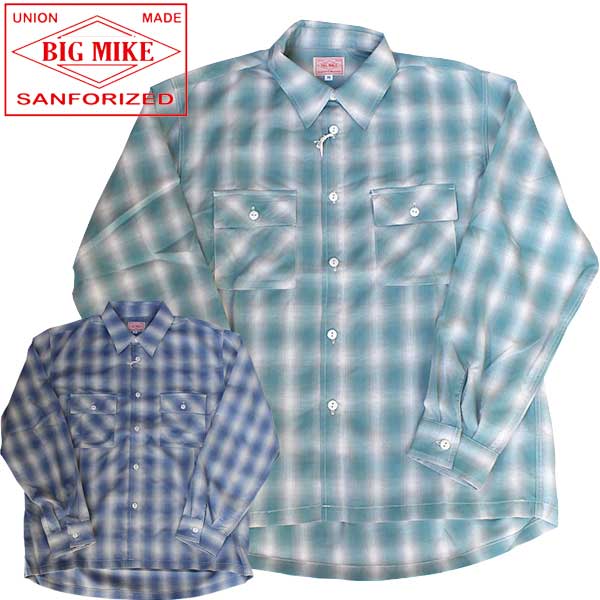BIG MIKEʥӥåޥˡLot 10245012 OMBRE Rayon Mix Ombre Check L/S Shirts ֥ 졼 å ͥƥ֥ѥˡ NATIVE JAPANESE