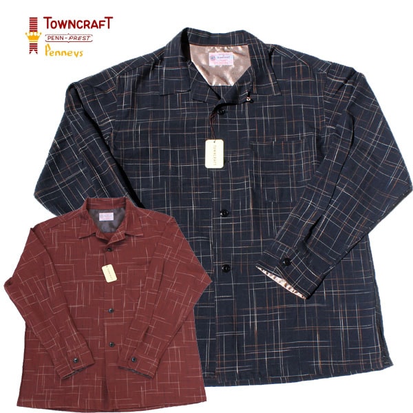 TOWNCRAFTʥ󥯥եȡˡ 50S OPEN SHIRTS CHECK OPEN SHIRTS Ĺµץ󥫥顼