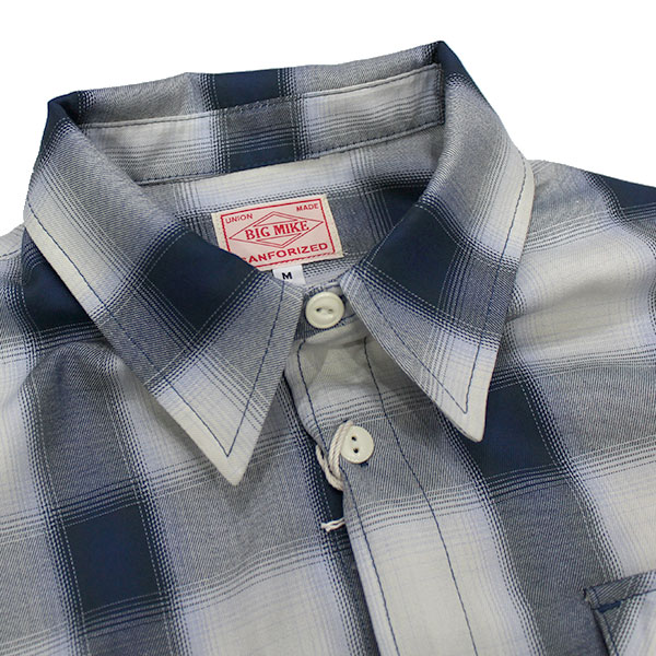 ��BIG MIKE�ʥӥå��ޥ����ˡ�Rayon Mix Ombre Slit L/S Shirts �졼��� ����֥� �����å� ����� CHECK SHIRTS 10261520 102615201