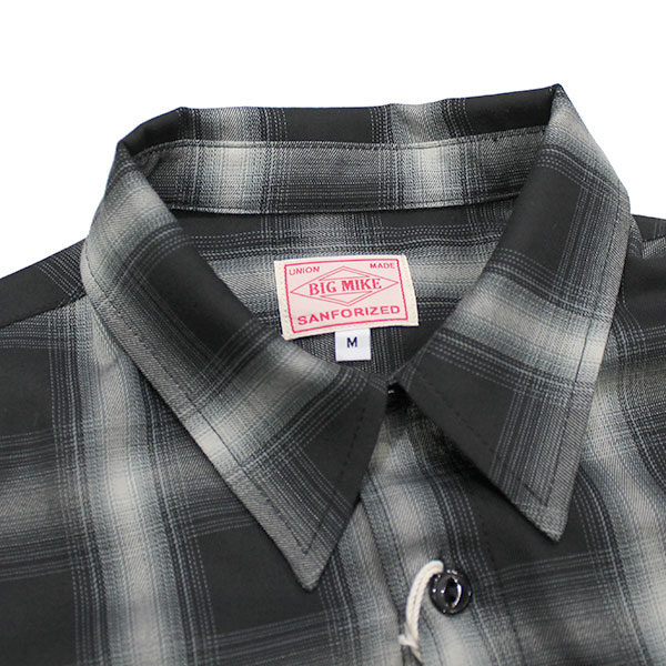 ��BIG MIKE�ʥӥå��ޥ����ˡ�Rayon Mix Ombre Slit L/S Shirts �졼��� ����֥� �����å� ����� CHECK SHIRTS 10261520 102615201