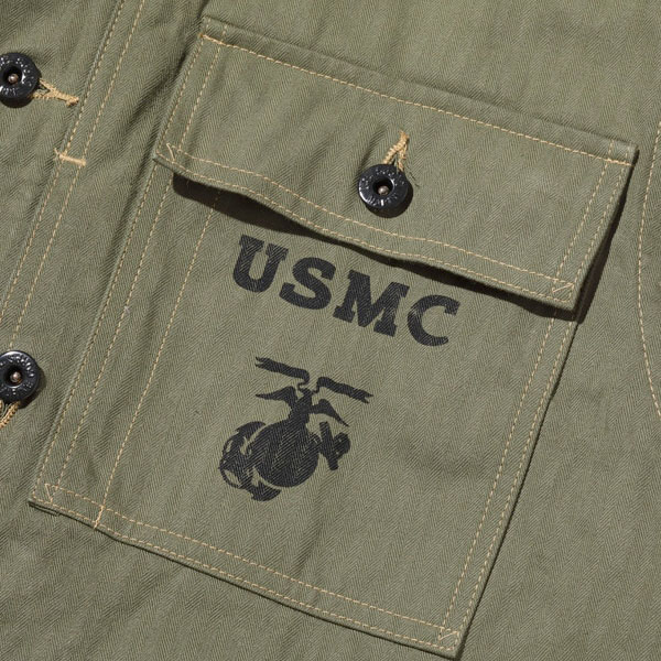 BUZZ RICKSON'SʥХꥯ󥺡ˡ U.S. MARINE CORPS M-1944 HERRINGBONE UTILITY JACKET إܡ С ߥ꥿꡼ 㥱å 