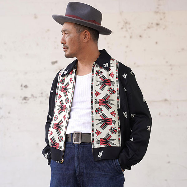 ��The GROOVIN HIGH�ʥ������롼������ϥ��ˡ�#260407 Vintage 1950s Style Gabardine Drizzler Jacket Thunderbird�ʥ�������С��ɡ� �����󥰥ȥå�  ����Х���� VINTAGE ������ơ��� �إ饯�쥹���㥱�å�