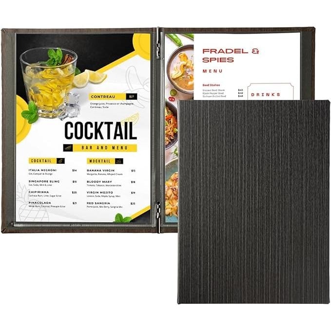 和洋メニューブック B5 洋風 和風 メニューカバー 品書き おしゃれ レストラン 飲食店 メニュー表 ファイルブック 業務用 高級 メニュークリップ式 yyb-cp03-bk