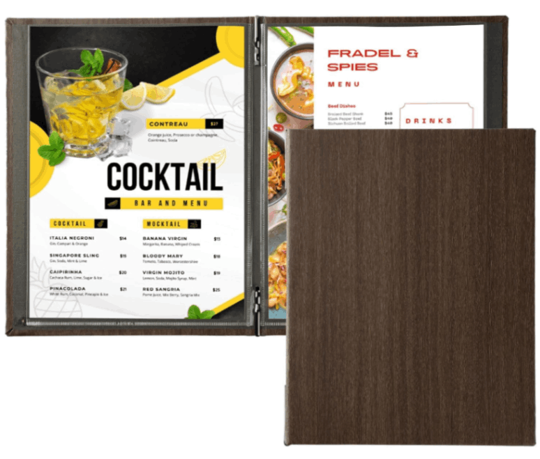 和洋メニューブック B5 洋風 和風 メニューカバー 品書き おしゃれ レストラン 飲食店 メニュー表 ファイルブック 業務用 高級 メニュークリップ式 yyb-cp03-br