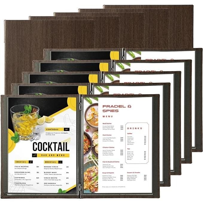 和洋メニューブック B5 洋風 和風 メニューカバー 品書き おしゃれ レストラン 飲食店 メニュー表 ファイルブック 業務用 高級 メニュークリップ式 yyb-cp03-br-10set